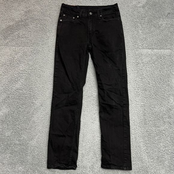Levis 514 Jeans Mens 29x32 Black Straight Denim Dark Wash Casual Office - Picture 1 of 11